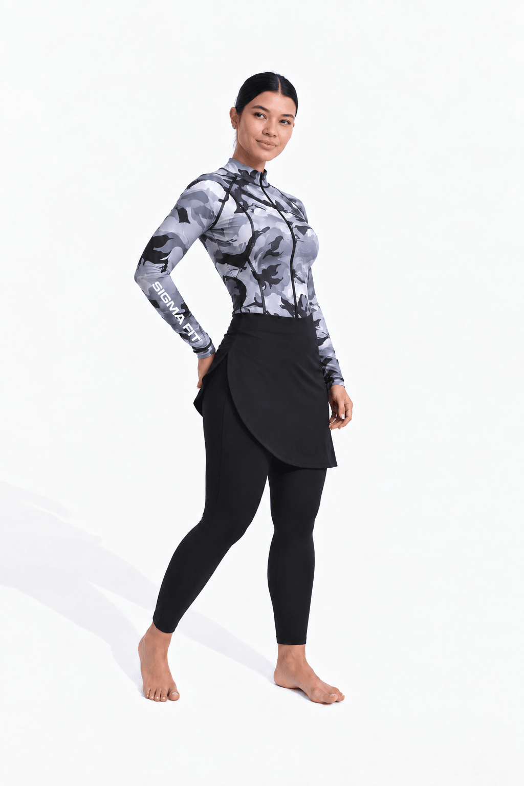 Black Camouflage Eclipse Burkini Set - Sigma Fit