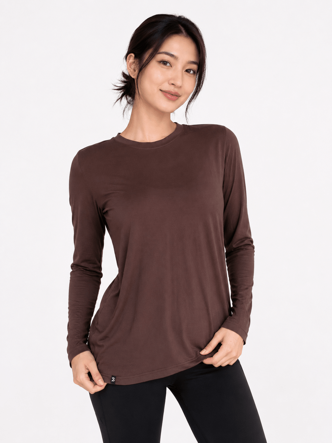 Brown Extra Comfort Long Sleeve Top - Sigma Fit