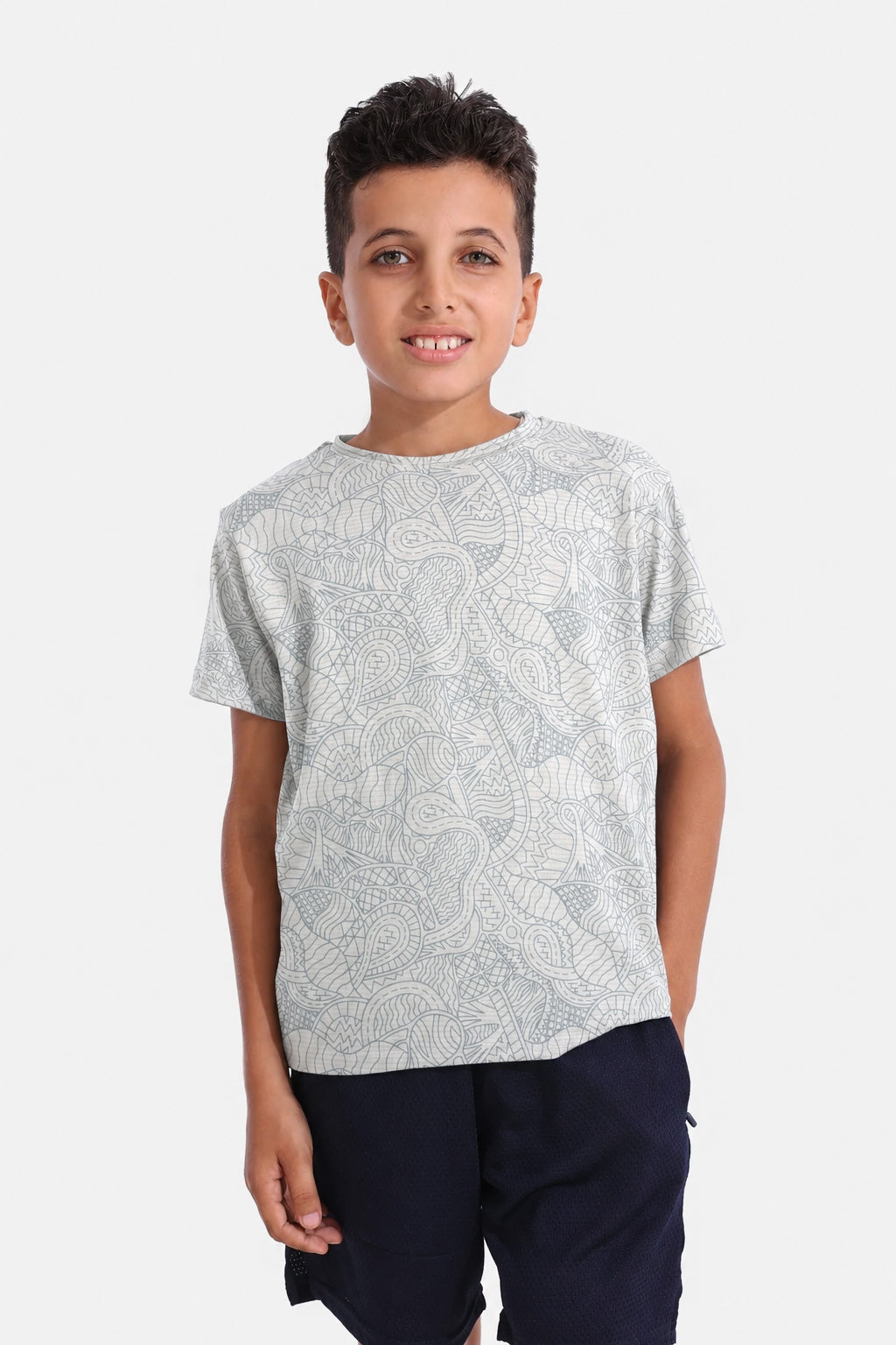 Kids White Forest Hunt T-Shirt - Front - Sigma Fit