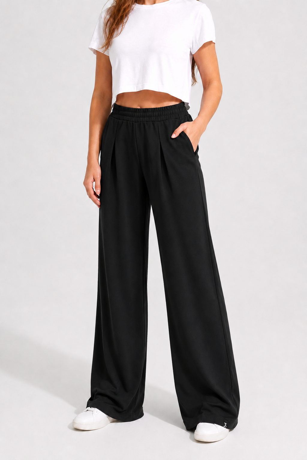 Black Modal Wide Leg Pants - Sigma Fit