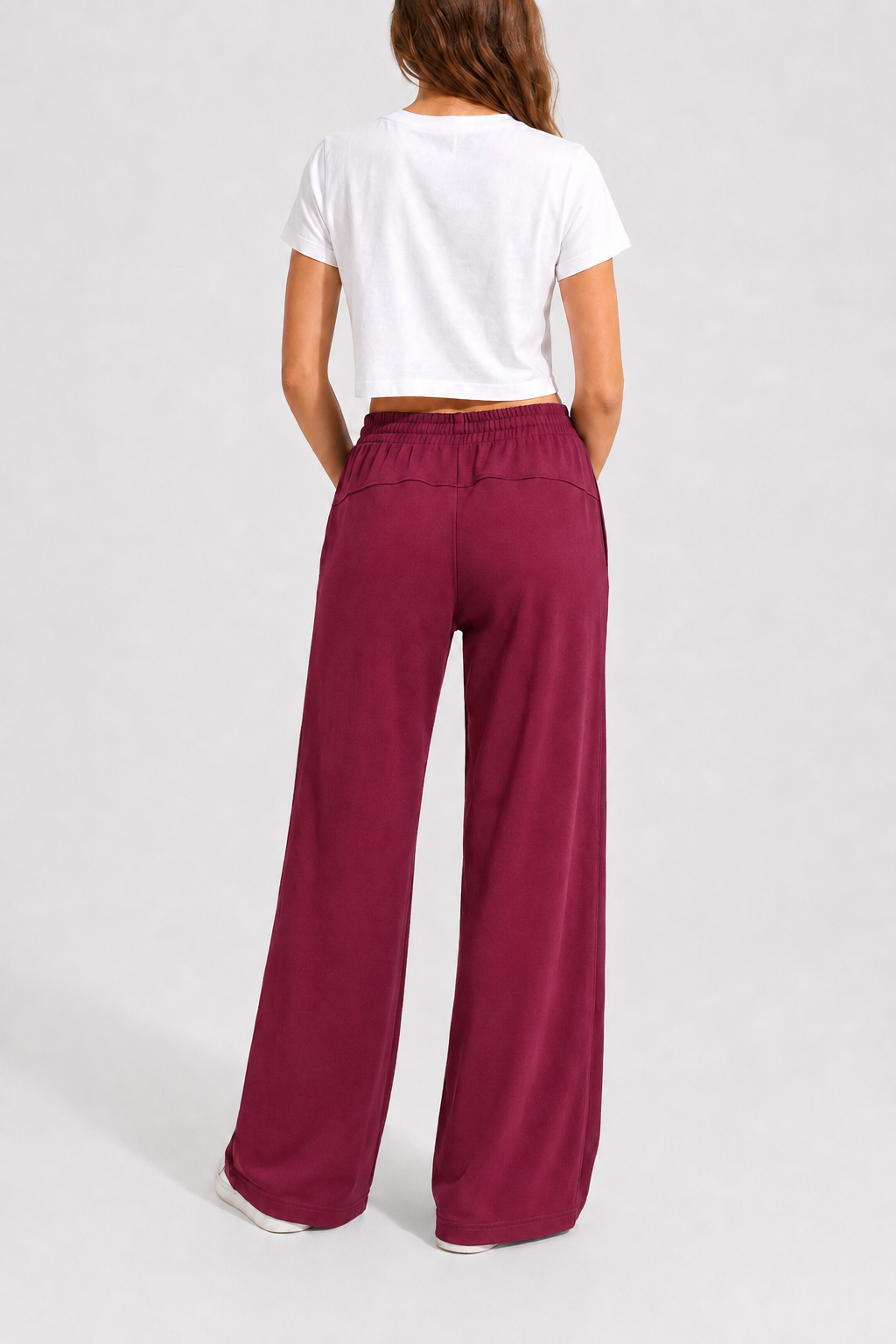 Burgundy Modal Wide Leg Pants - Sigma Fit