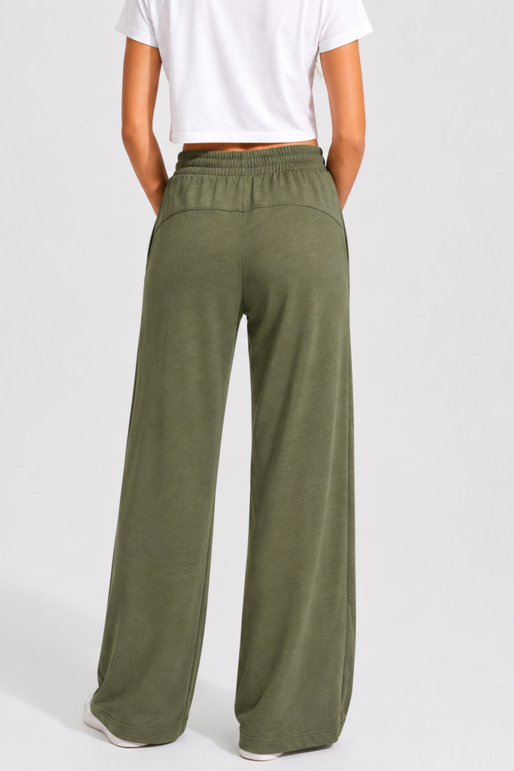 Olive Modal Wide Leg Pants - Sigma Fit