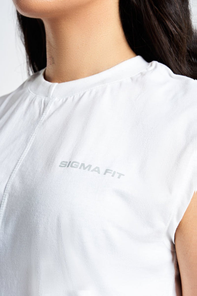 White Sleeveless Crop Top - Sigma Fit