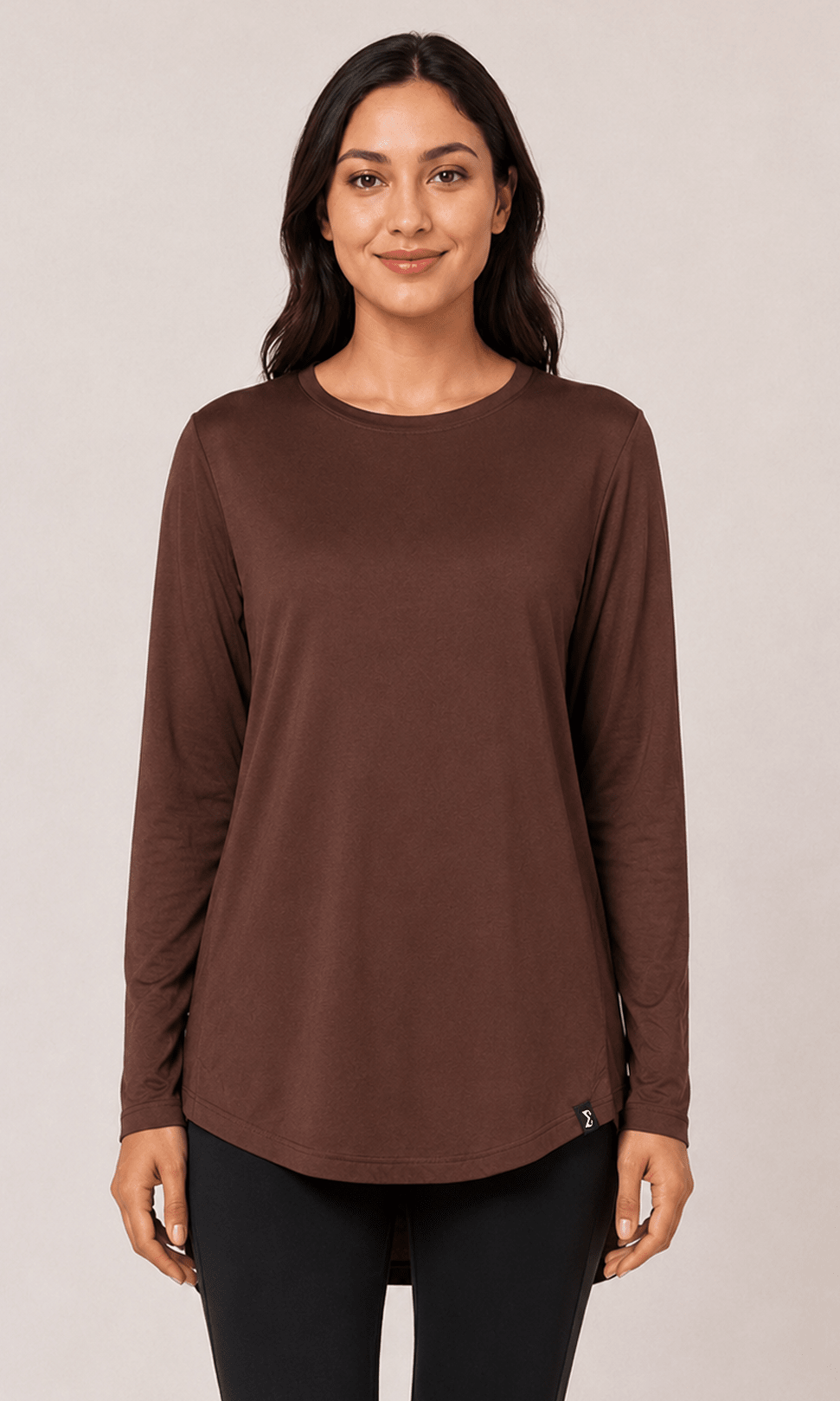 Brown Extra Comfort Long Sleeve Top - Sigma Fit