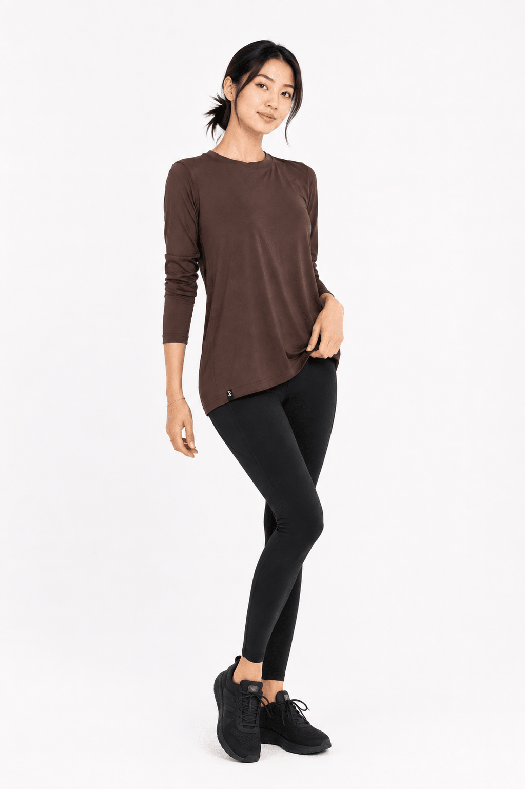 Brown Extra Comfort Long Sleeve Top - Sigma Fit