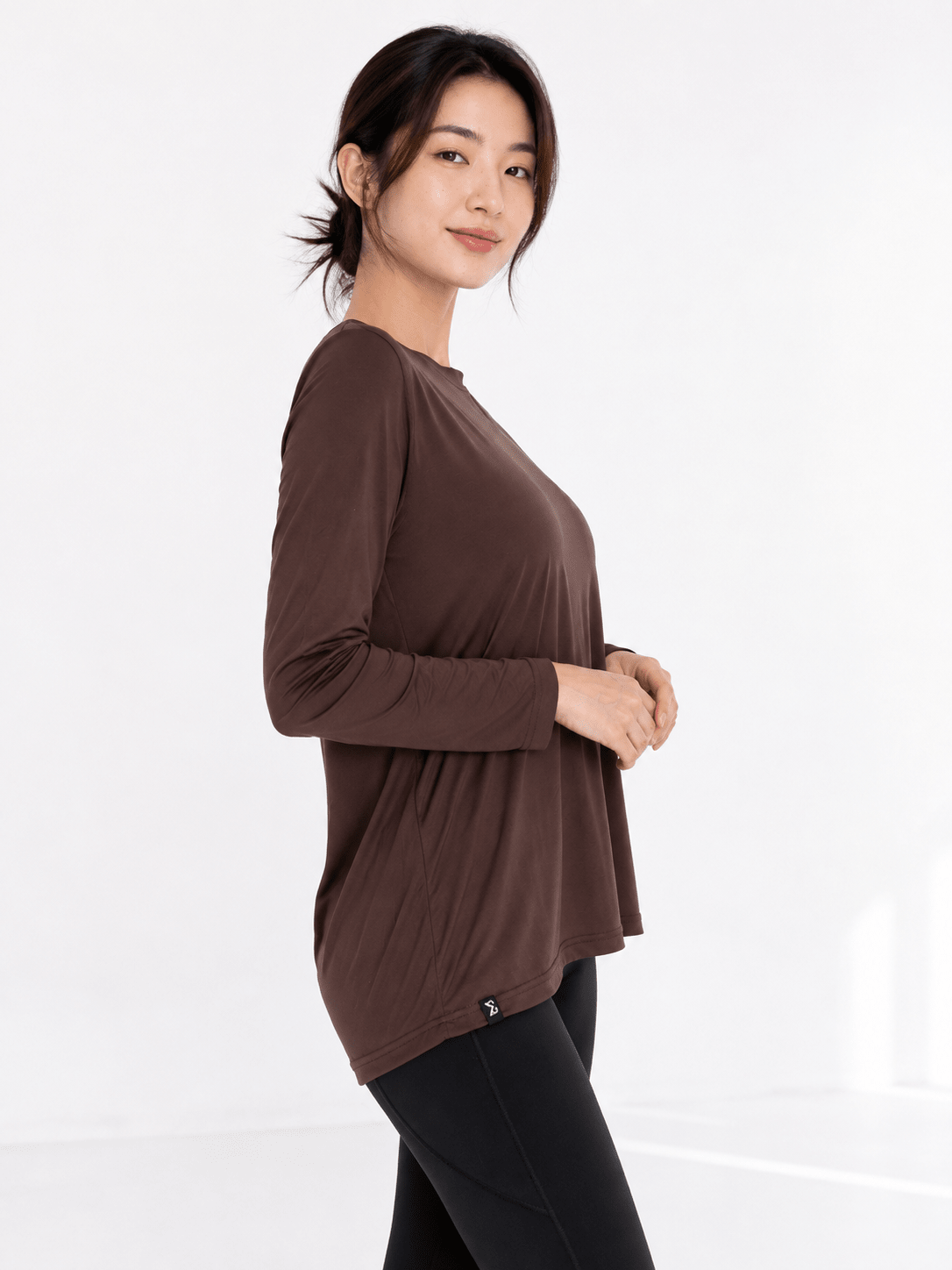 Brown Extra Comfort Long Sleeve Top - Sigma Fit