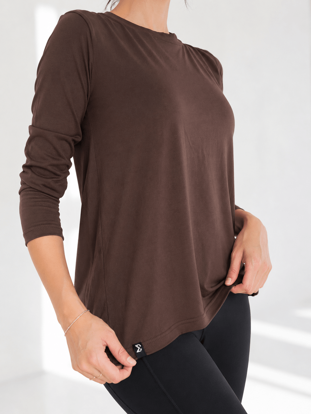 Brown Extra Comfort Long Sleeve Top - Sigma Fit