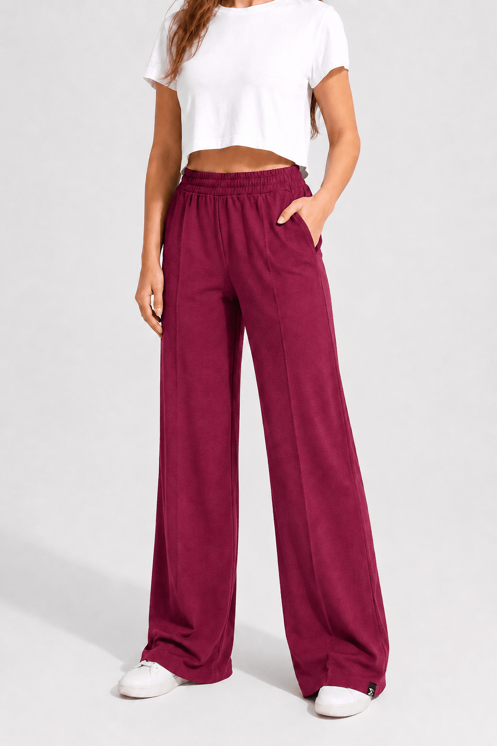 Burgundy Modal Wide Leg Pants - Sigma Fit
