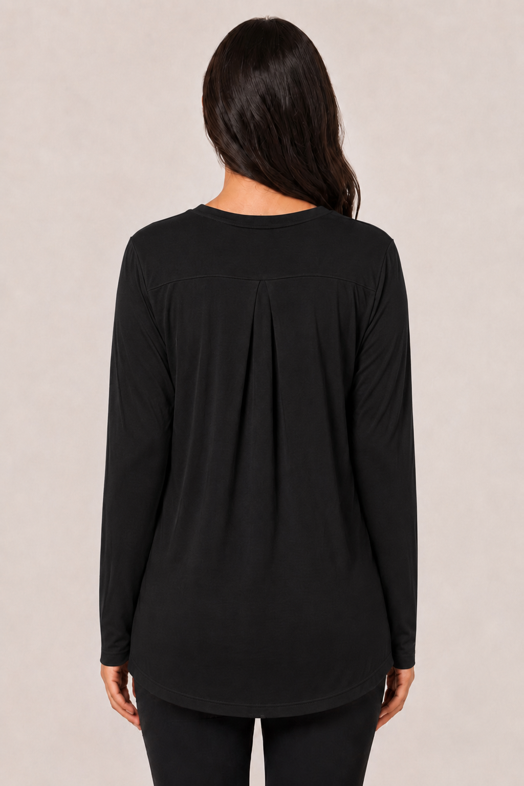 Black Extra Comfort Long Sleeve Top back view - Sigma Fit