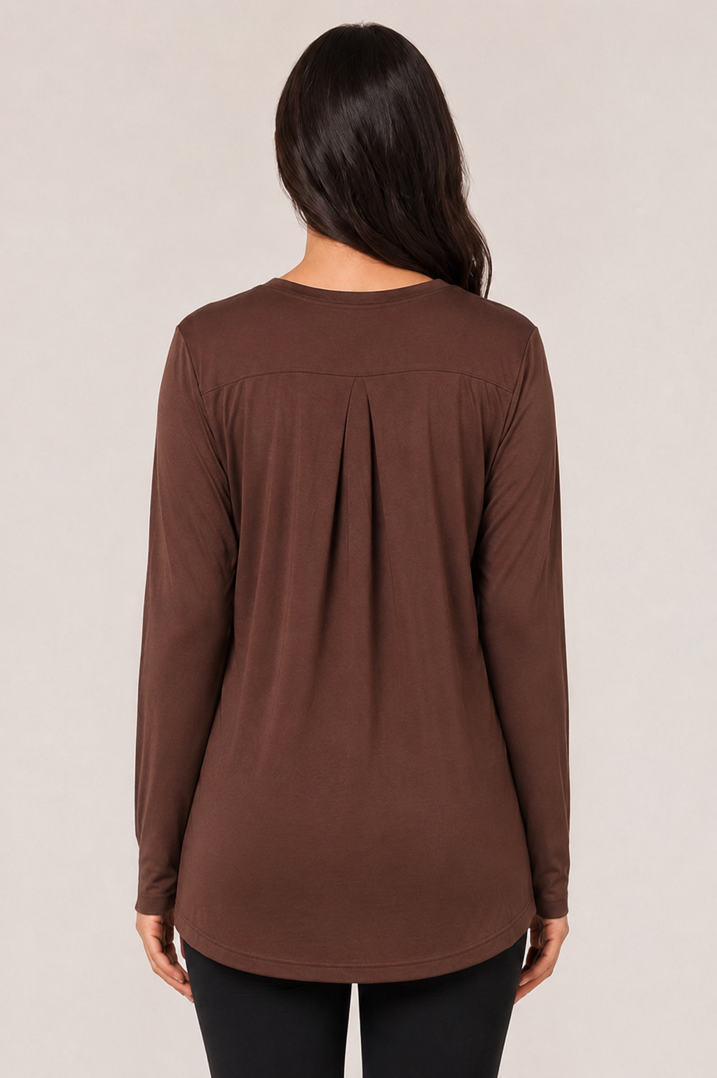 Brown Extra Comfort Long Sleeve Top back view - Sigma Fit