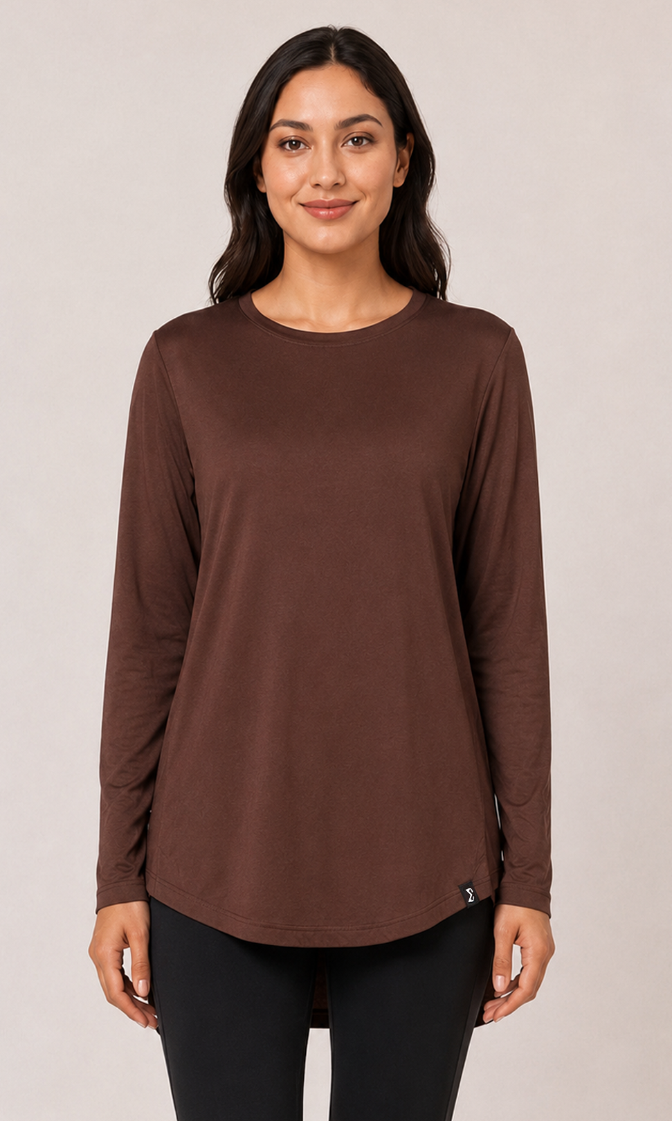 Brown Extra Comfort Long Sleeve Top - Sigma Fit