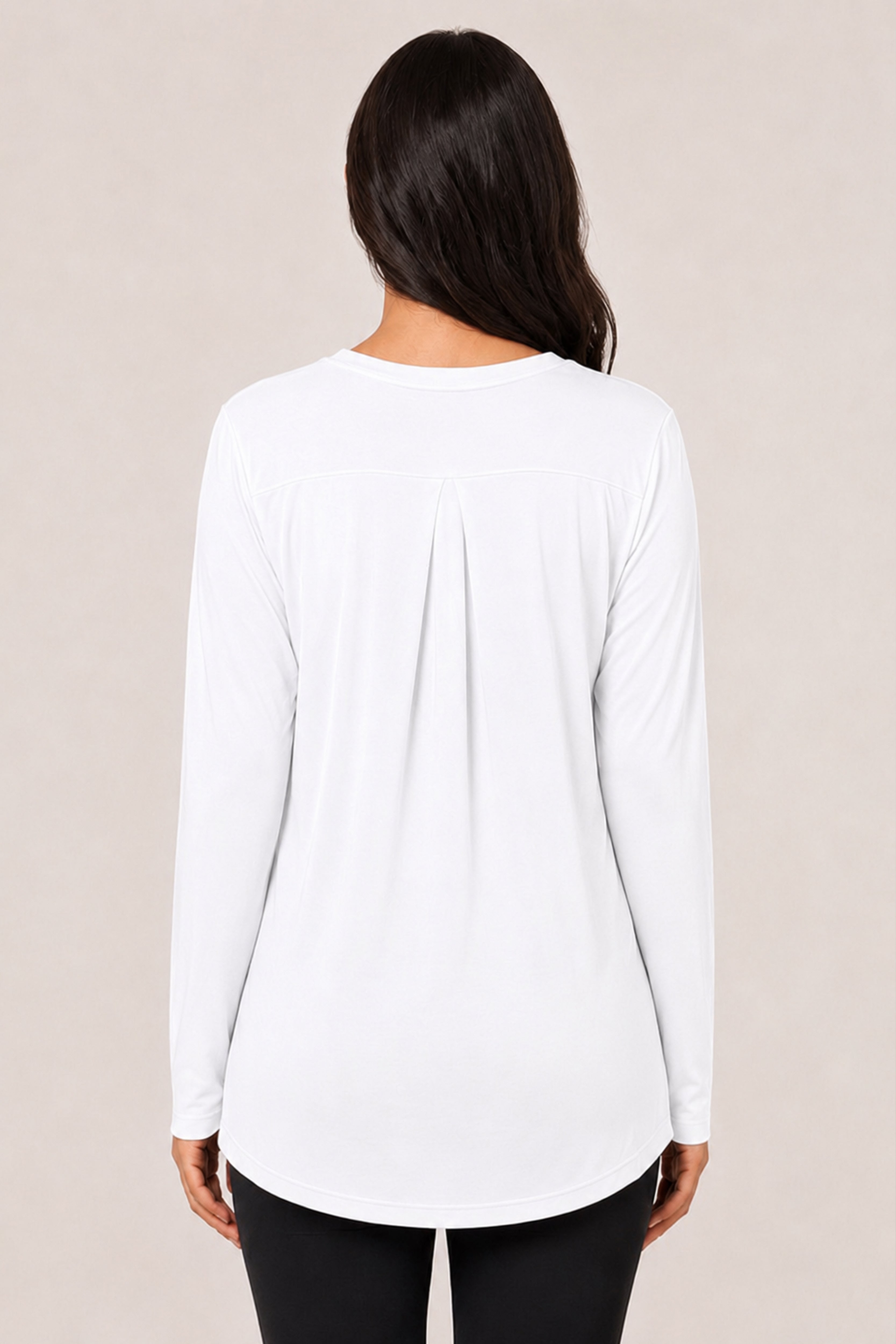 White Extra Comfort Long Sleeve Top back view - Sigma Fit