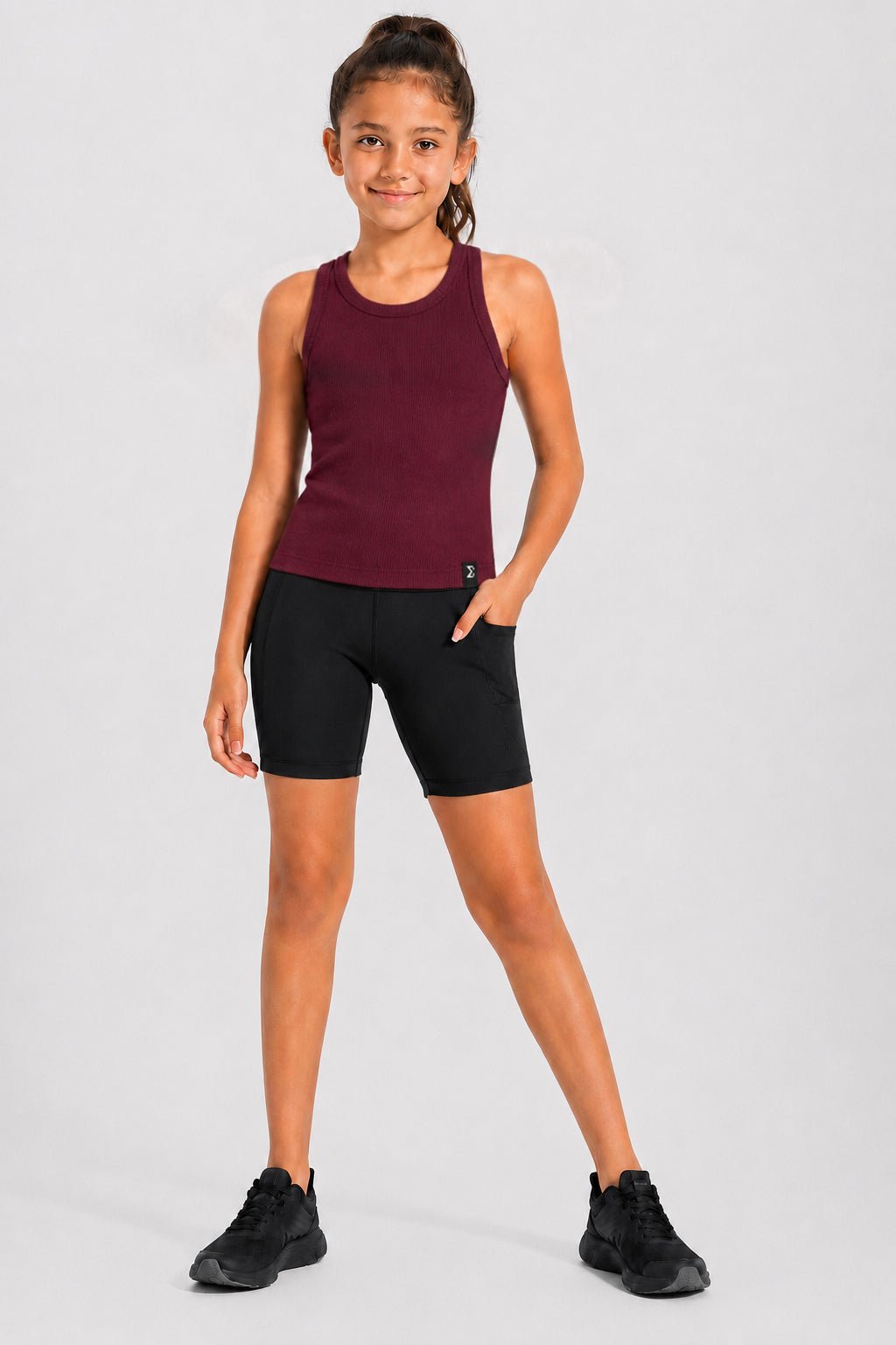 Girls Burgundy Daily Rib Tank Top - Sigma Fit