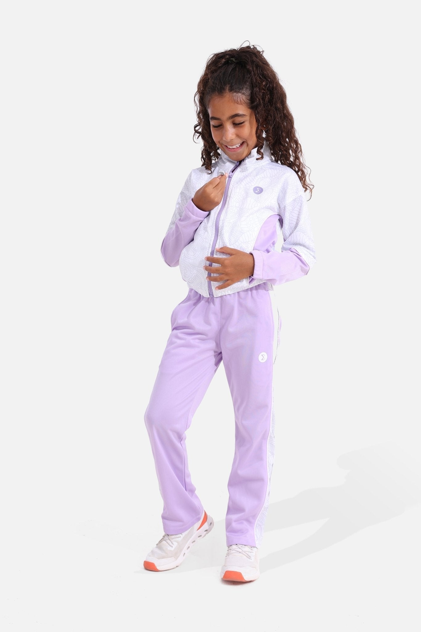 Girls Printed White Tracksuit - Sigma Fit