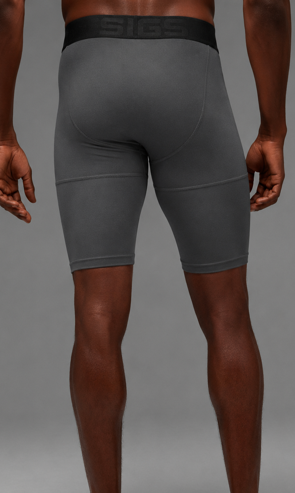Gray Compression Shorts back view - Sigma Fit