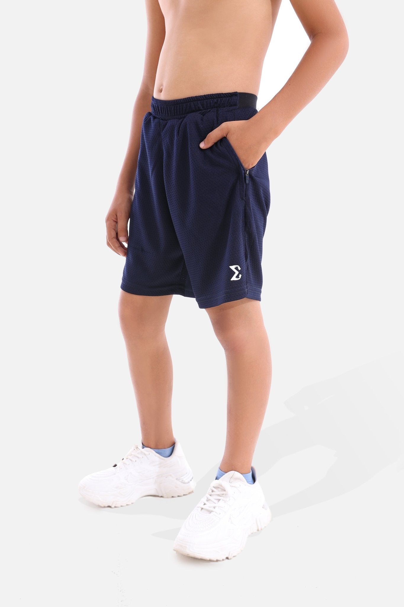 Kids Navy Blue 9 inch Shorts - Sigma Fit