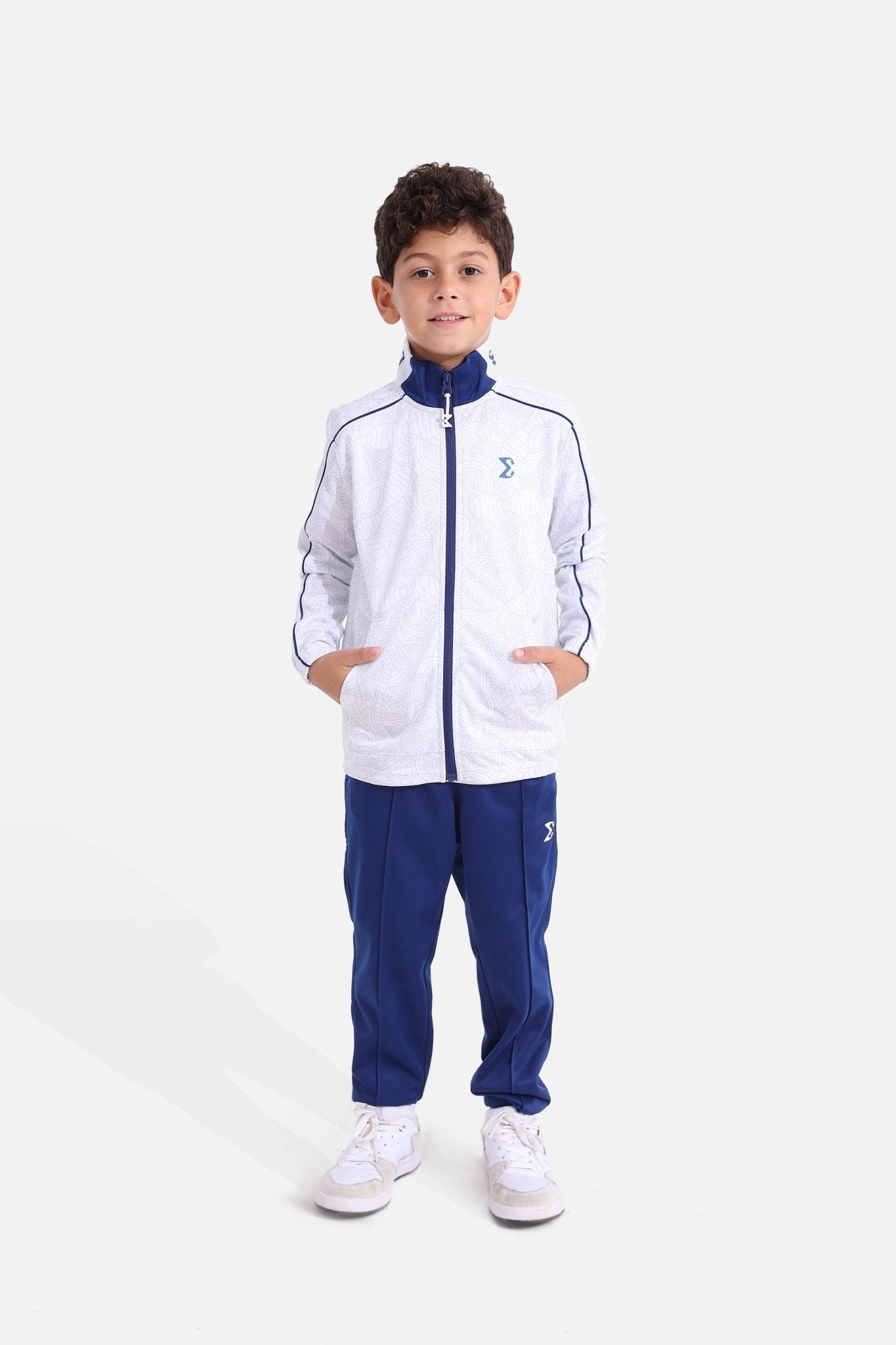 Kids White/Bellwether Tracksuit - Sigma Fit