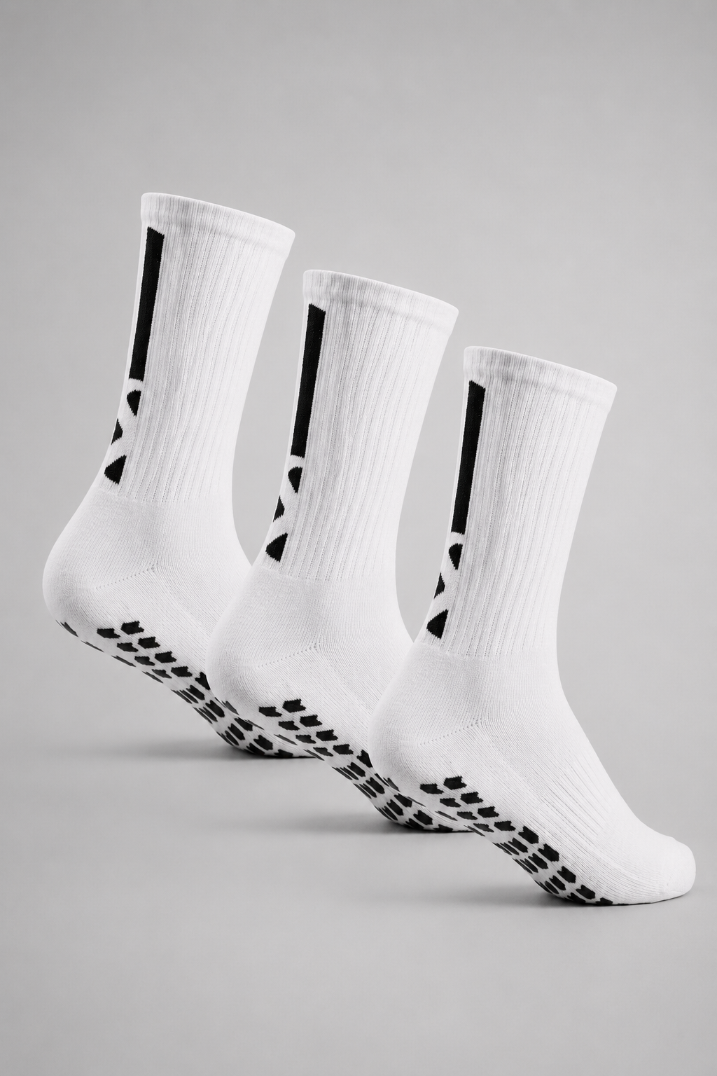 Silicone Crew Socks - White (Pack of 3 Pairs) - Sigma Fit