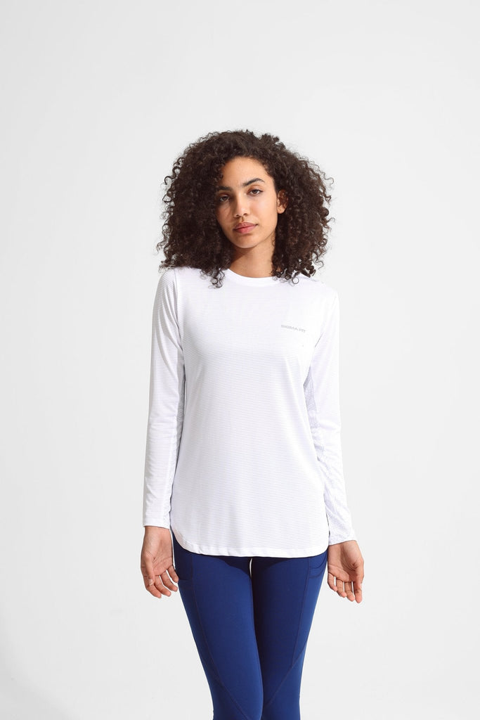 New White Basic Women Long Sleeve - Sigma Fit