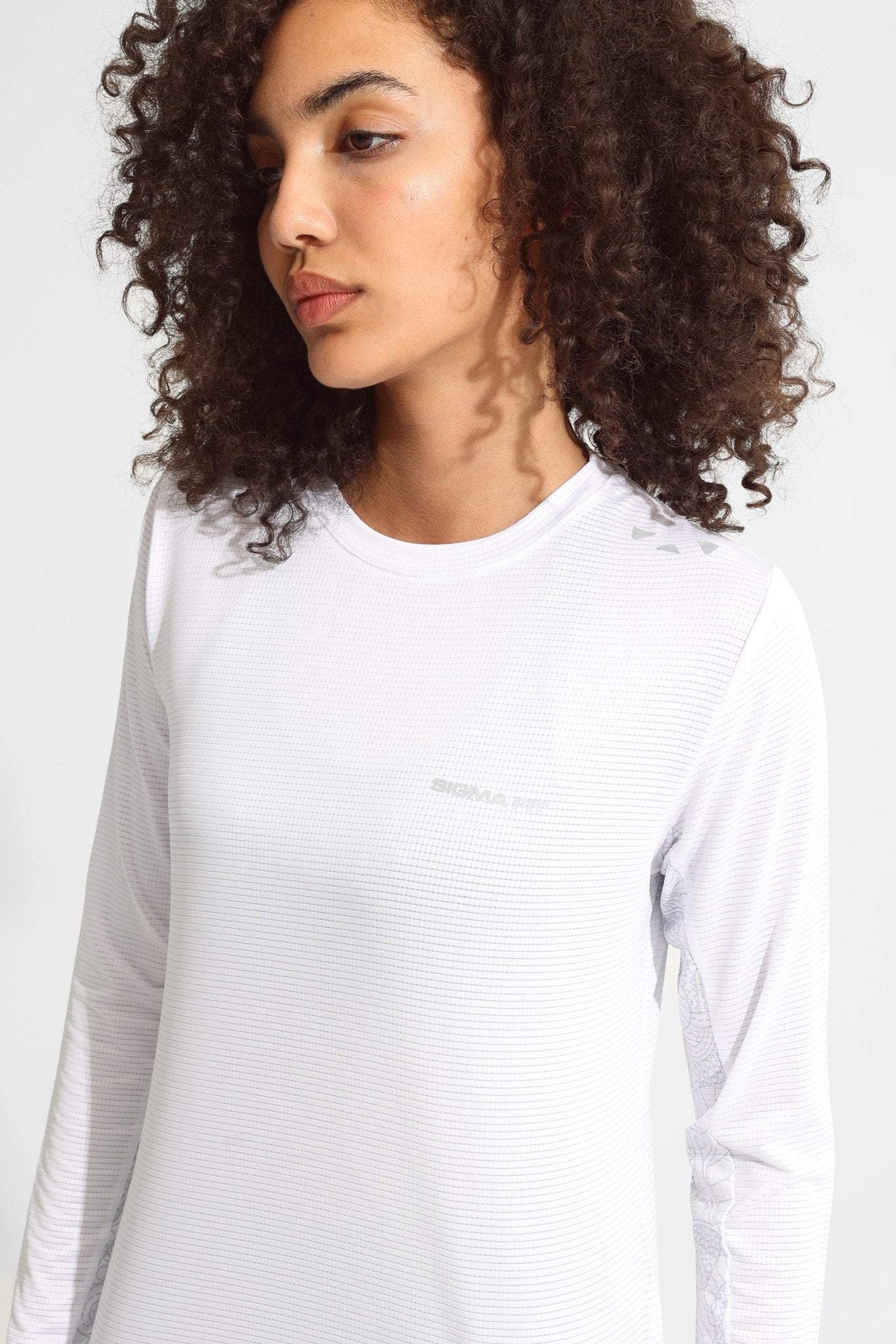 New White Basic Women Long Sleeve - Sigma Fit