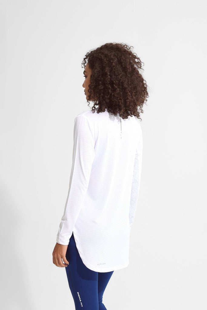 New White Basic Women Long Sleeve - Sigma Fit
