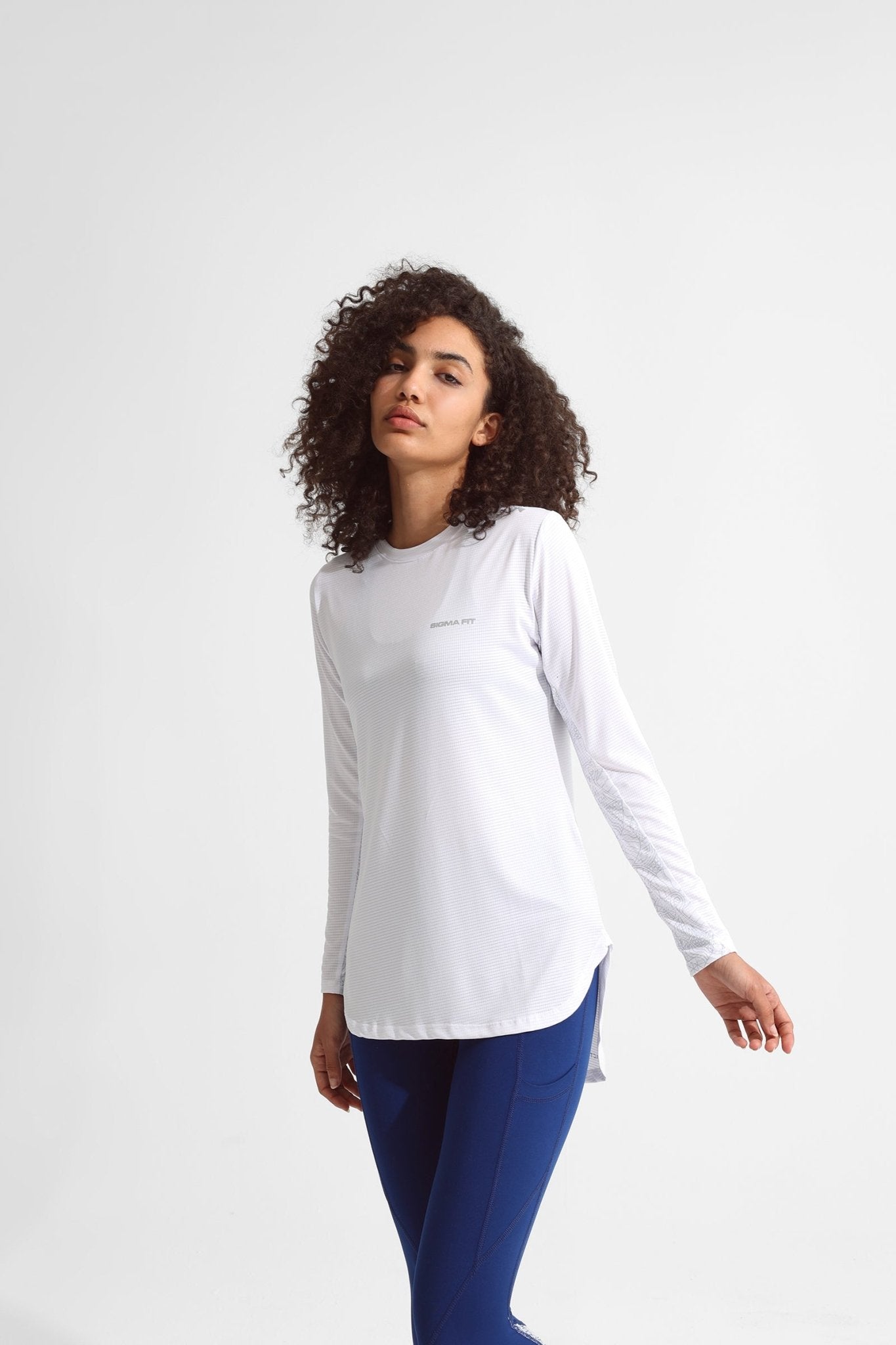 New White Basic Women Long Sleeve - Sigma Fit