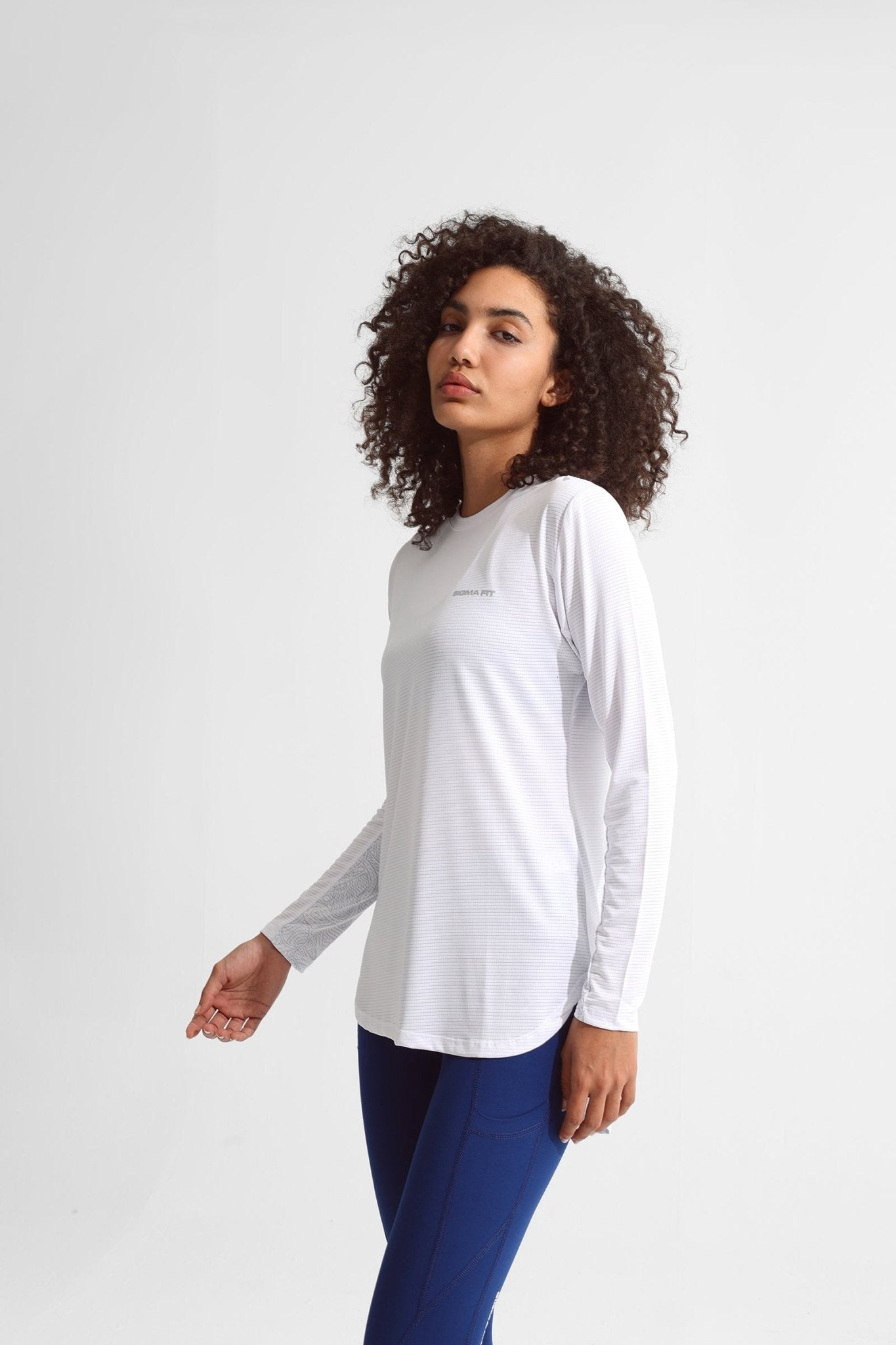 New White Basic Women Long Sleeve - Sigma Fit