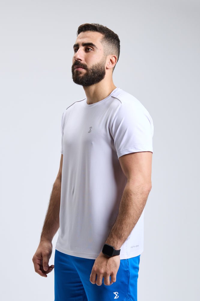 New White Racket Sports Tee - Sigma Fit