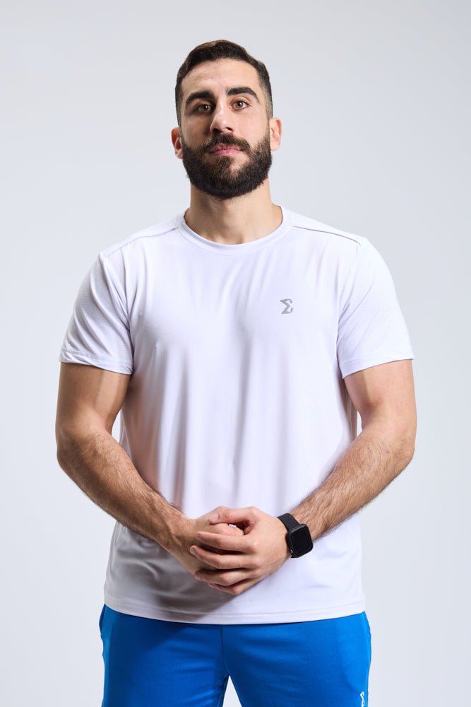 New White Racket Sports Tee - Sigma Fit