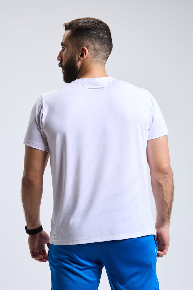 New White Racket Sports Tee - Sigma Fit