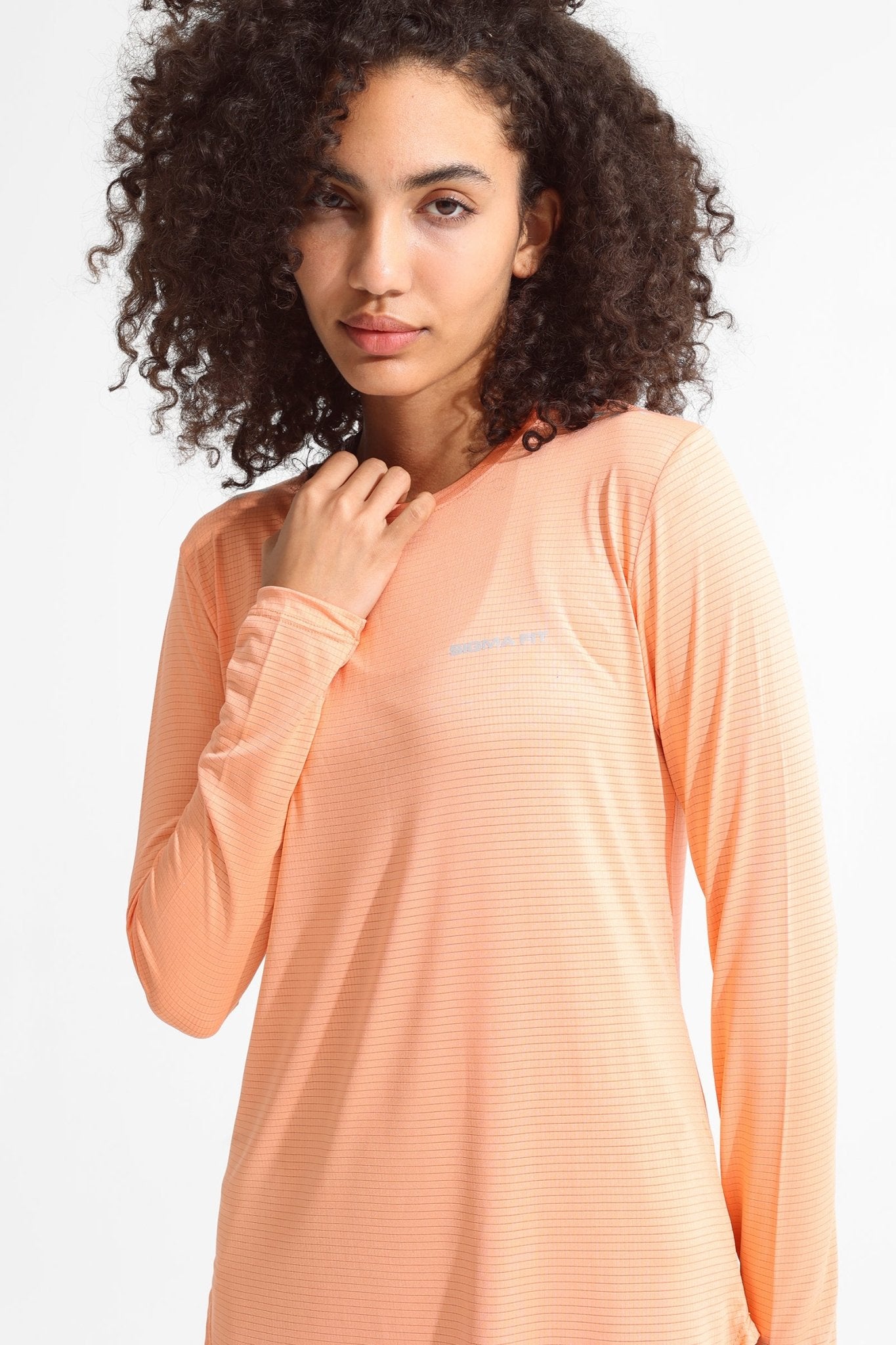 Peach Pink Basic Women Long Sleeve - Sigma Fit