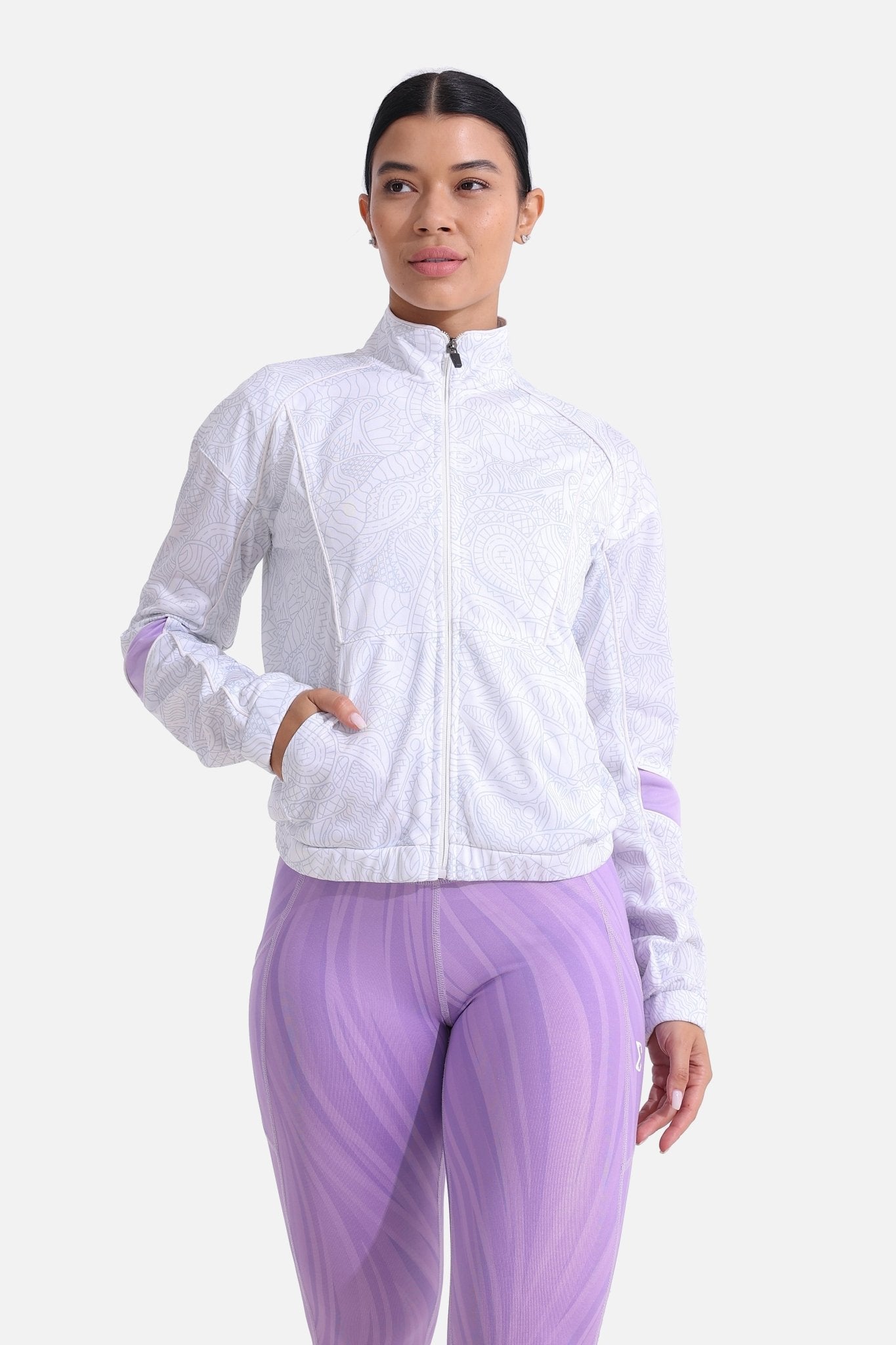 Printed White Tracksuit Jacket - Sigma Fit