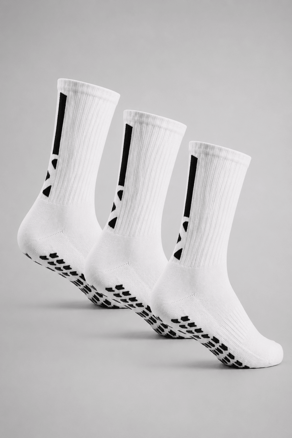 Silicone Crew Socks - White (Pack of 3 Pairs) - Sigma Fit