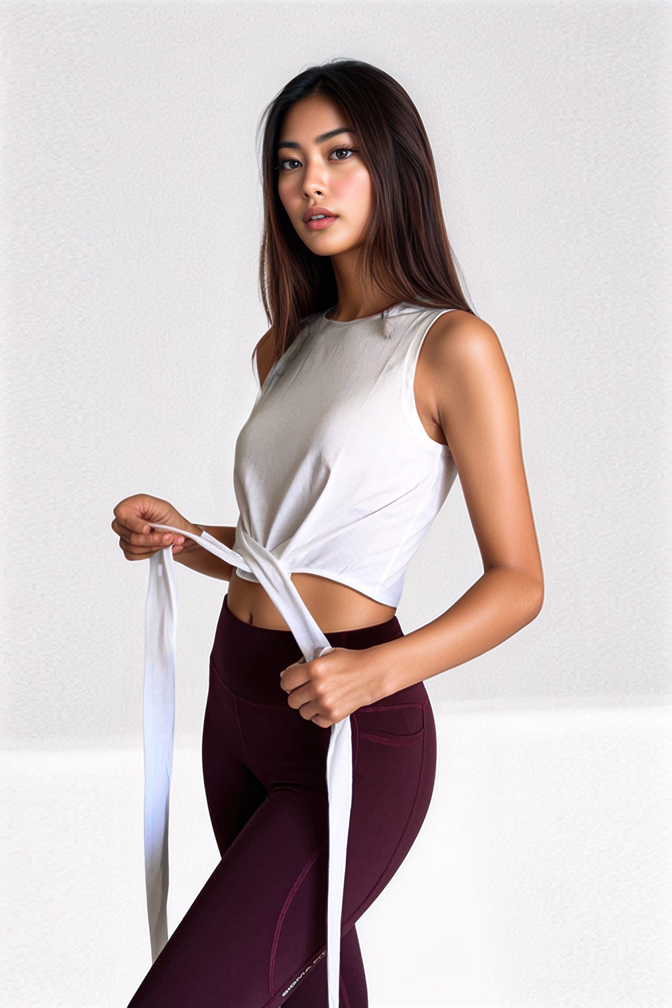 White Knotted Tank Top - Sigma Fit