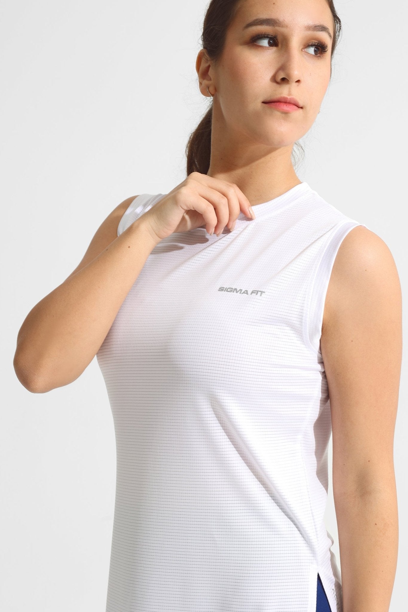 White LiteRun Sleeveless Tee - Sigma Fit