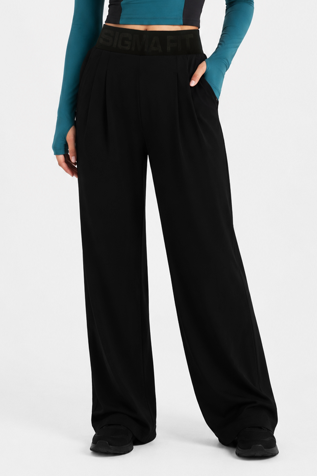 Black In Style Pants - Front Detail - Sigma Fit