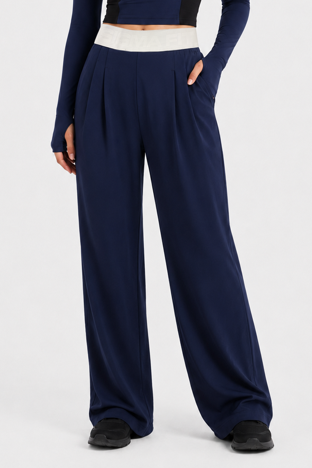 Navy In Style Pants - Front Detail - Sigma Fit