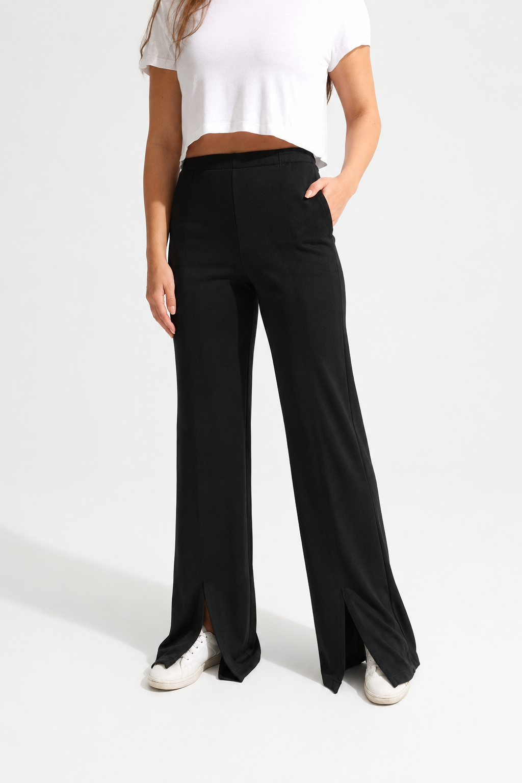 Black Wide Split Pants - Sigma Fit