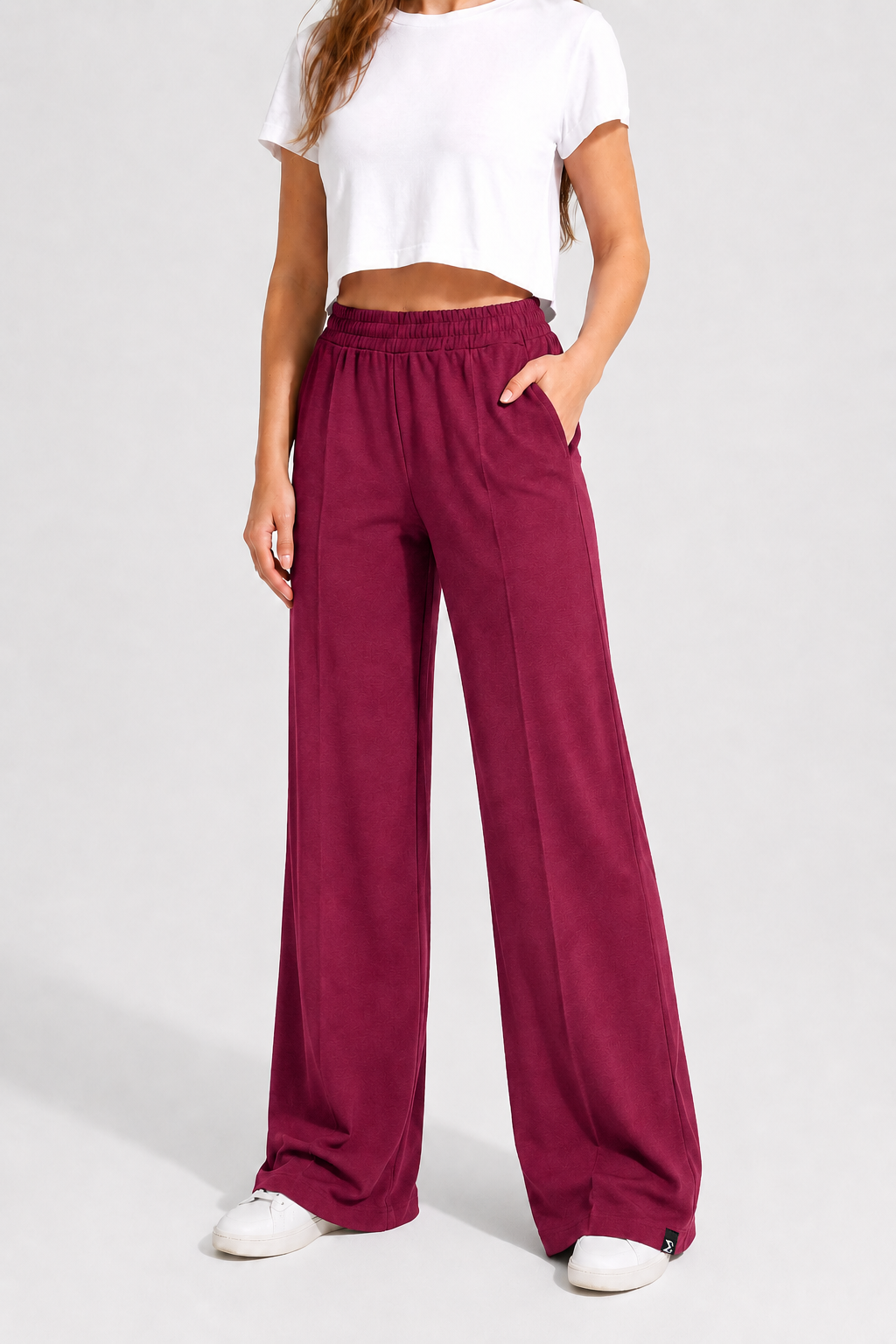 Burgundy Modal Wide Leg Pants - Sigma Fit