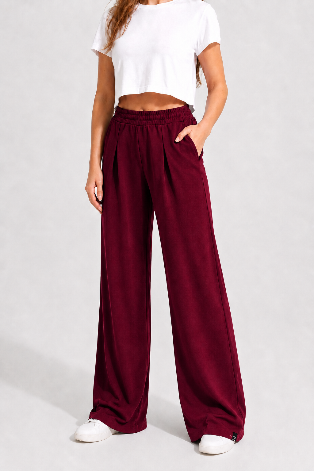 Burgundy Modal Wide Leg Pants | Sigma Fit