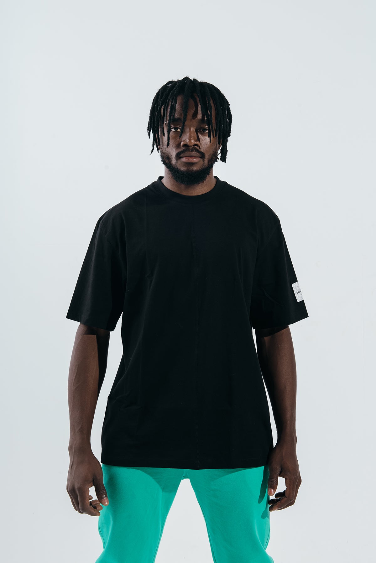 Black Over-sized Split Tee - Sigma Fit