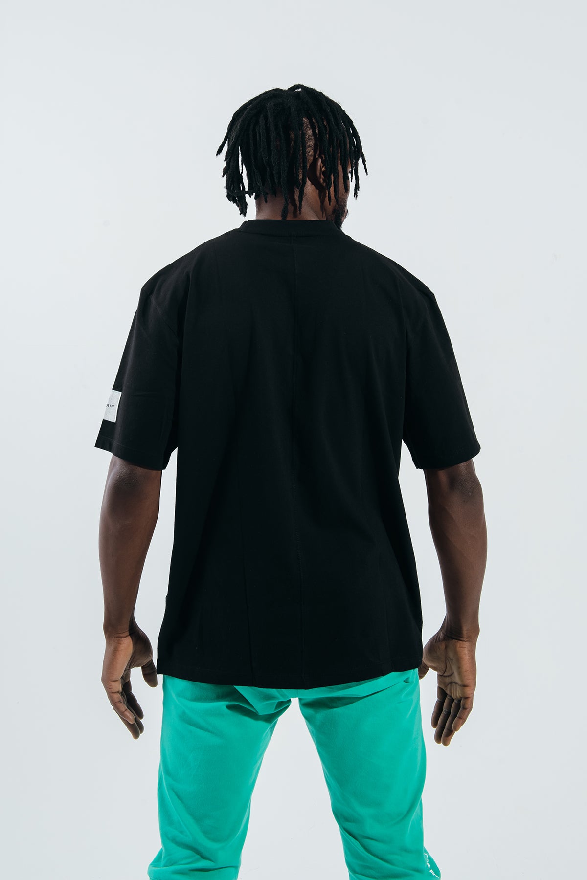 Black Over-sized Split Tee - Sigma Fit