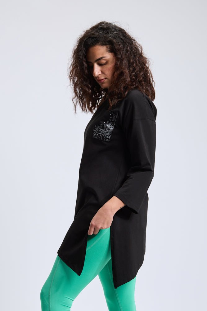 Black Abstract Oversized LS Tee - Sigma Fit