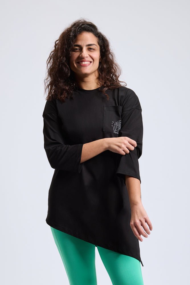 Black Abstract Oversized LS Tee - Sigma Fit