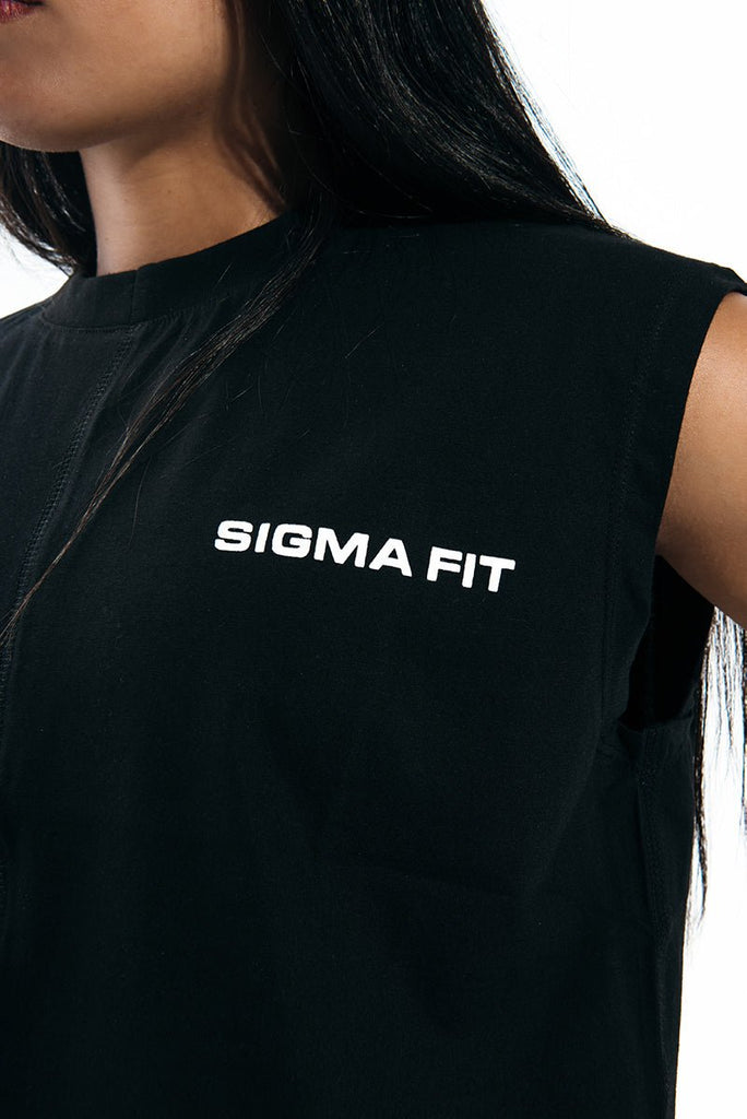 Black Sleeveless Crop Top - Sigma Fit