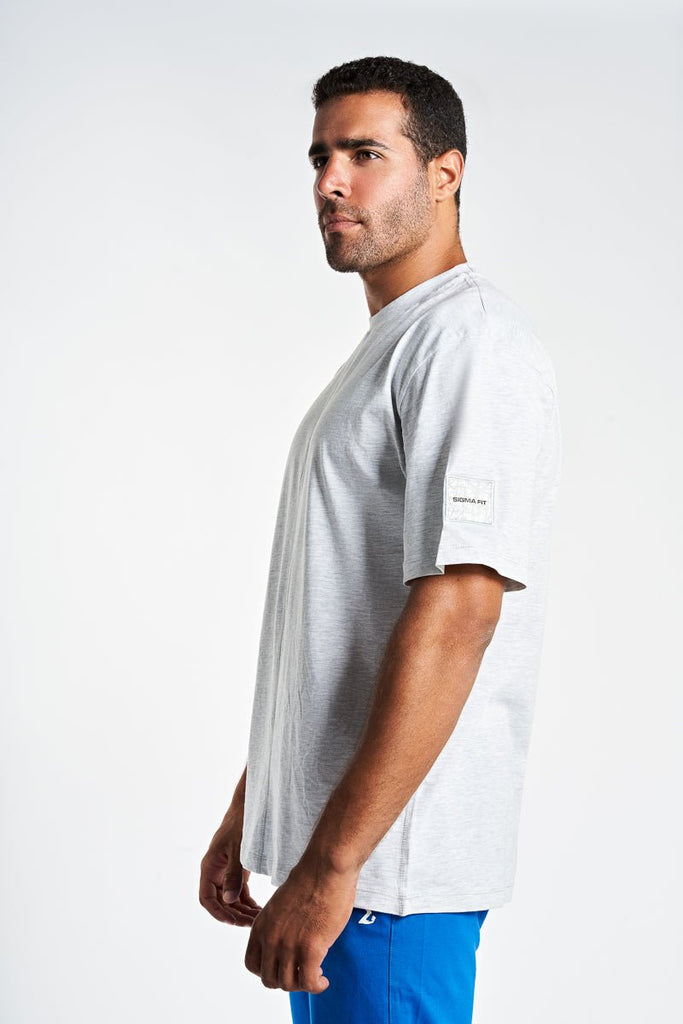 Gray Over-sized Split Tee - Sigma Fit
