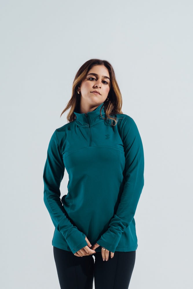 Teal Green Urbane quarter zipper - Sigma Fit