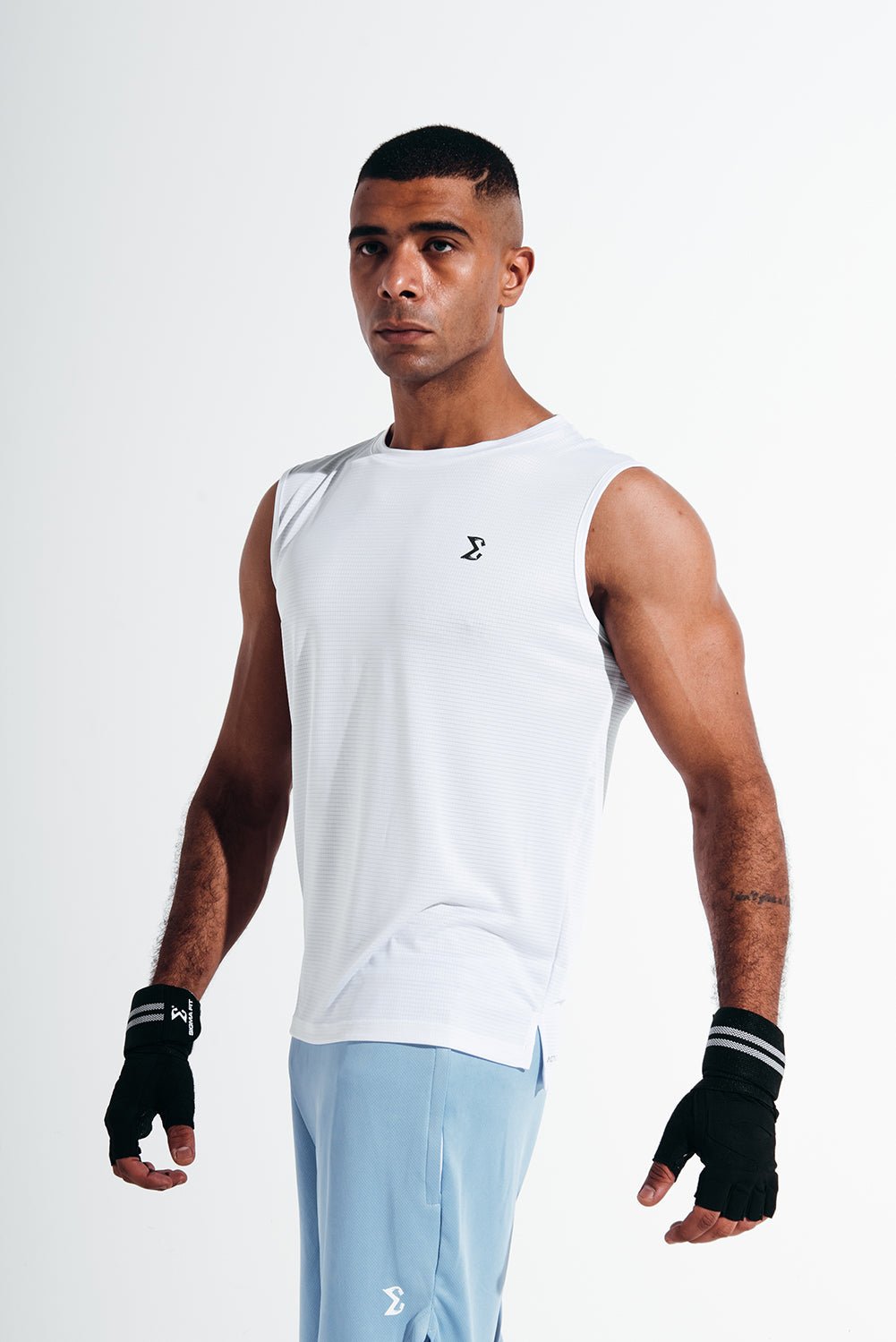 Sigma Fit Sleeveless Yoga Tank Top For Men - White (S – M – L – XL – XXL)