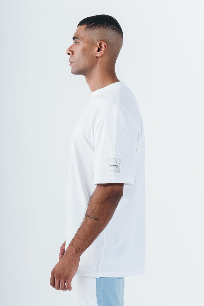 White Over-sized Split Tee - Sigma Fit